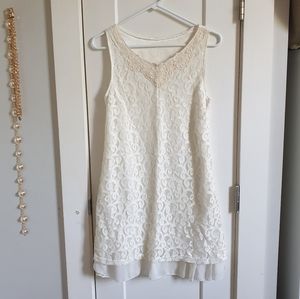 Vintage A-line lace crochet swing dress white size small